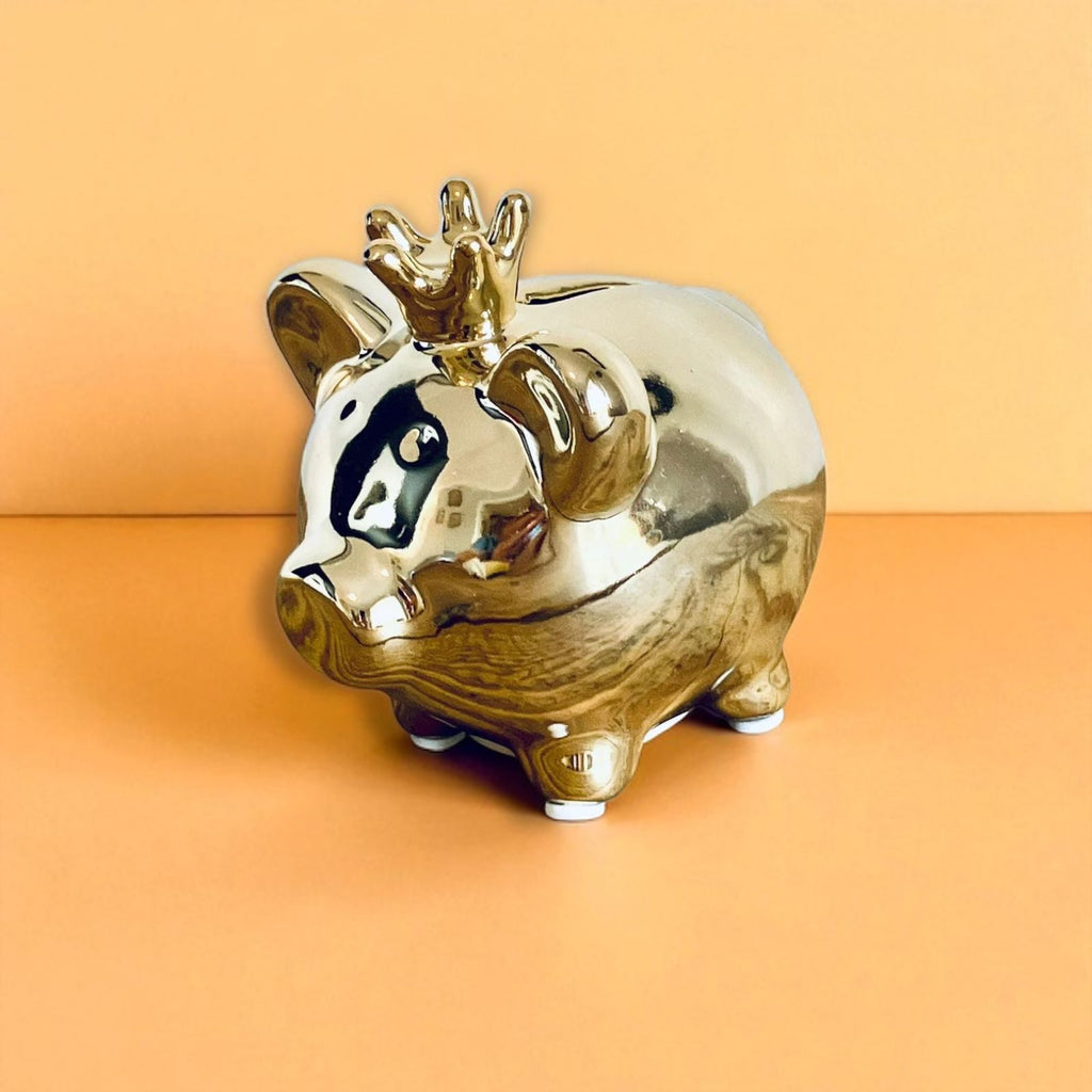 Mini Novelty Retro Princess Pig Piggy Bank Gold 8.5cm Unique Gift