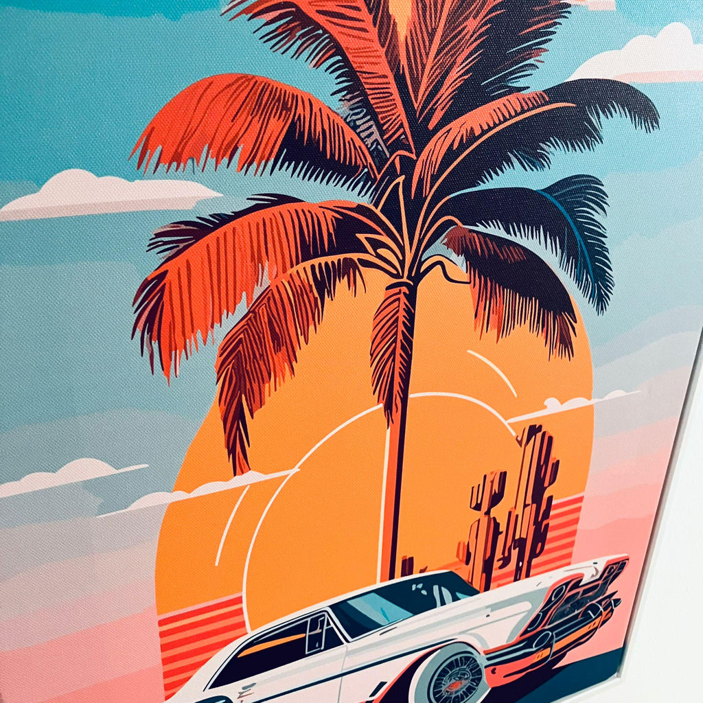 Framed Miami Muscle Car Print 50cm