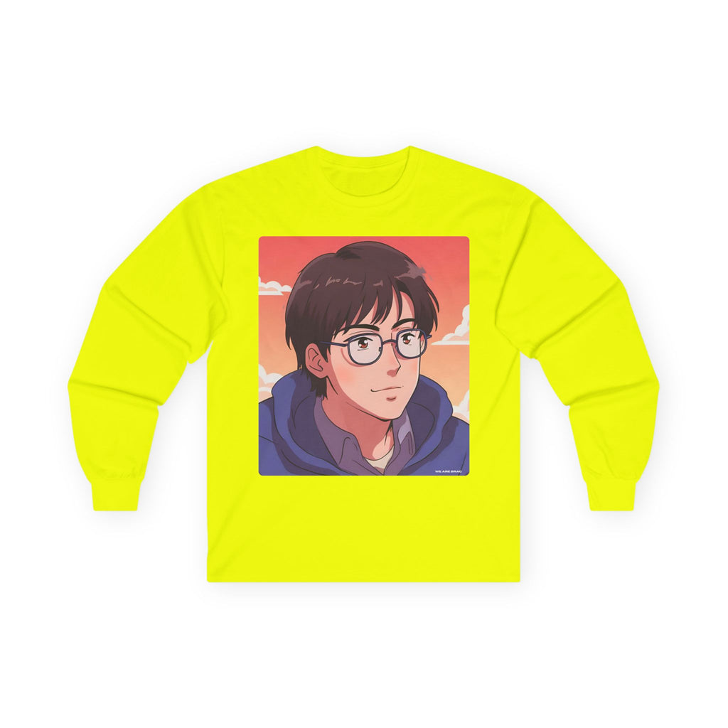 Geek Anime Boy Long Sleeve Tee 100% Cotton Retro Japanese Cartoon T-Shirt Gift