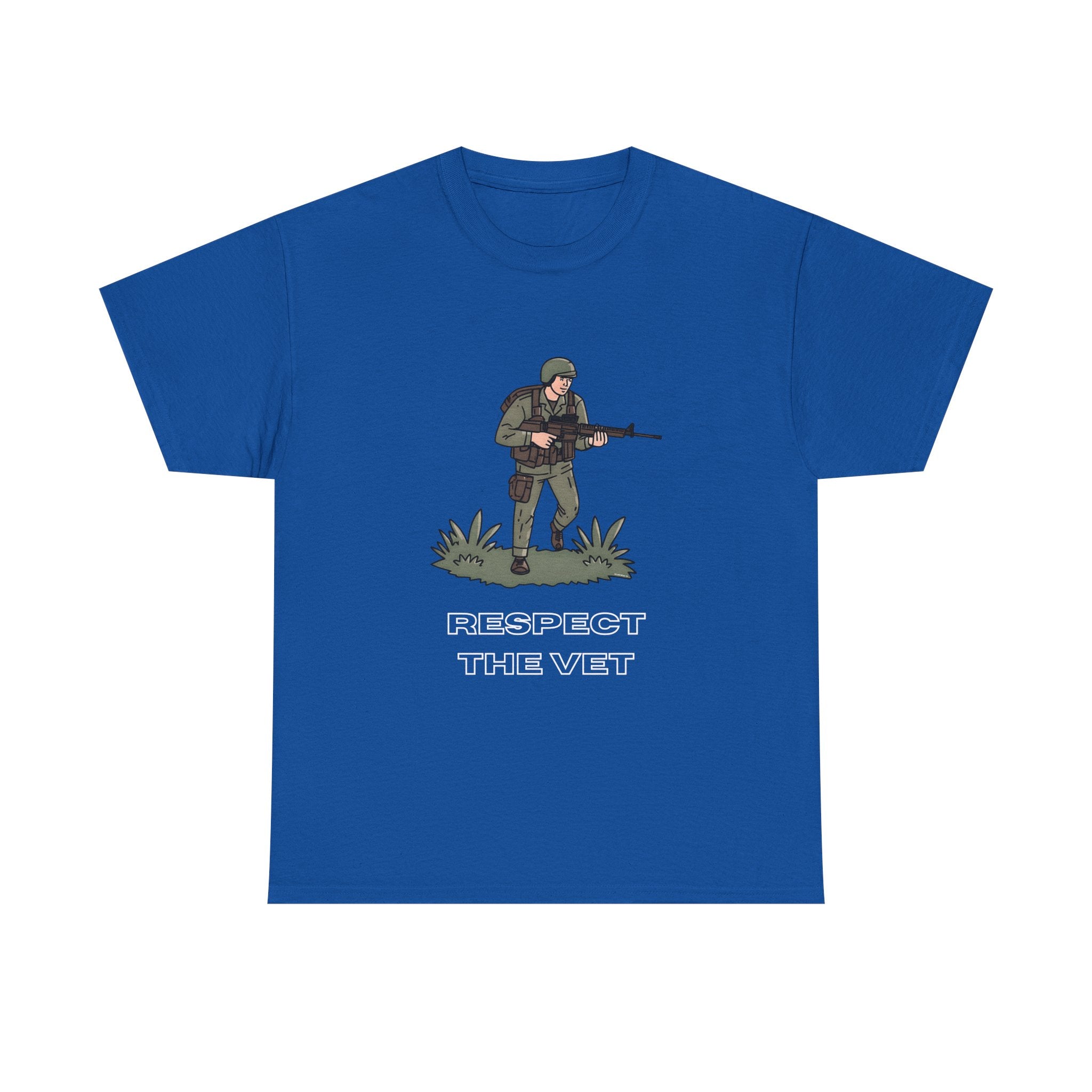 Respect The Vet Printed T-Shirt 100% Cotton Novelty Army Soldier Veteran Tee