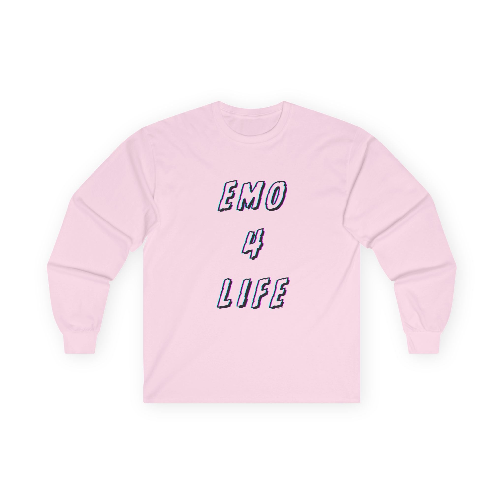 Emo 4 Life Long Sleeve Tee 100% Cotton Retro Glitch Quote T-Shirt Emo Goth Alternative Gift