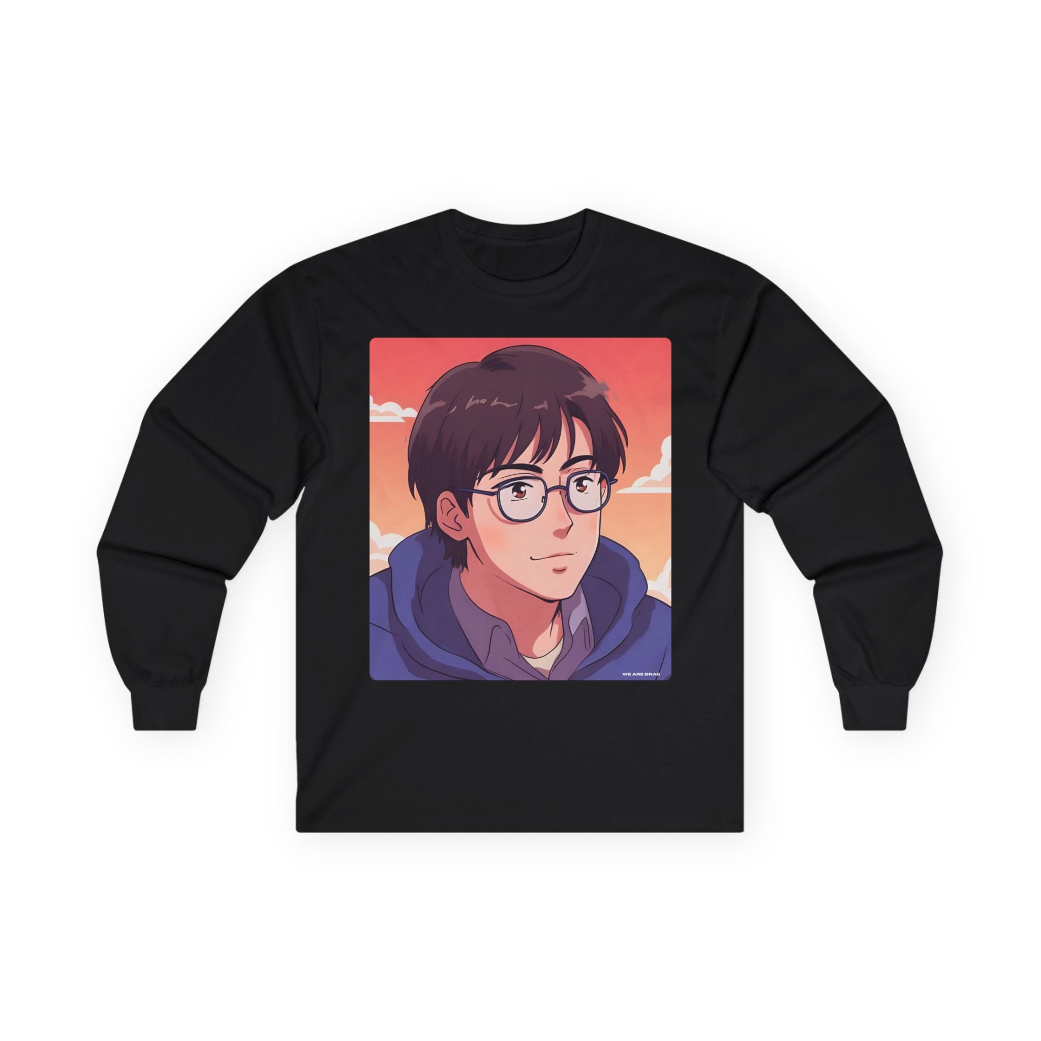 Geek Anime Boy Long Sleeve Tee 100% Cotton Retro Japanese Cartoon T-Shirt Gift