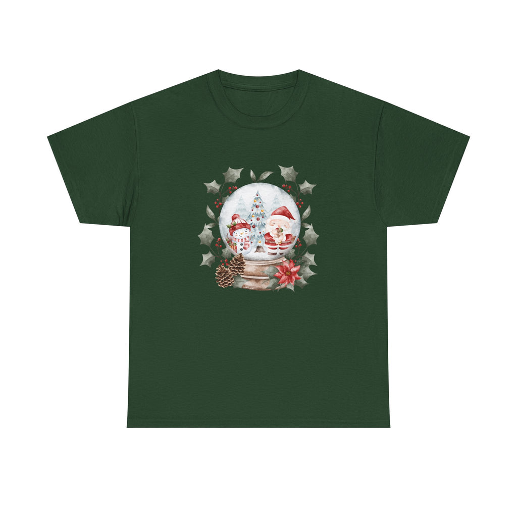 Christmas Snow Globe Printed T-Shirt 100% Cotton Novelty Santa Snowman Xmas Tee Gift