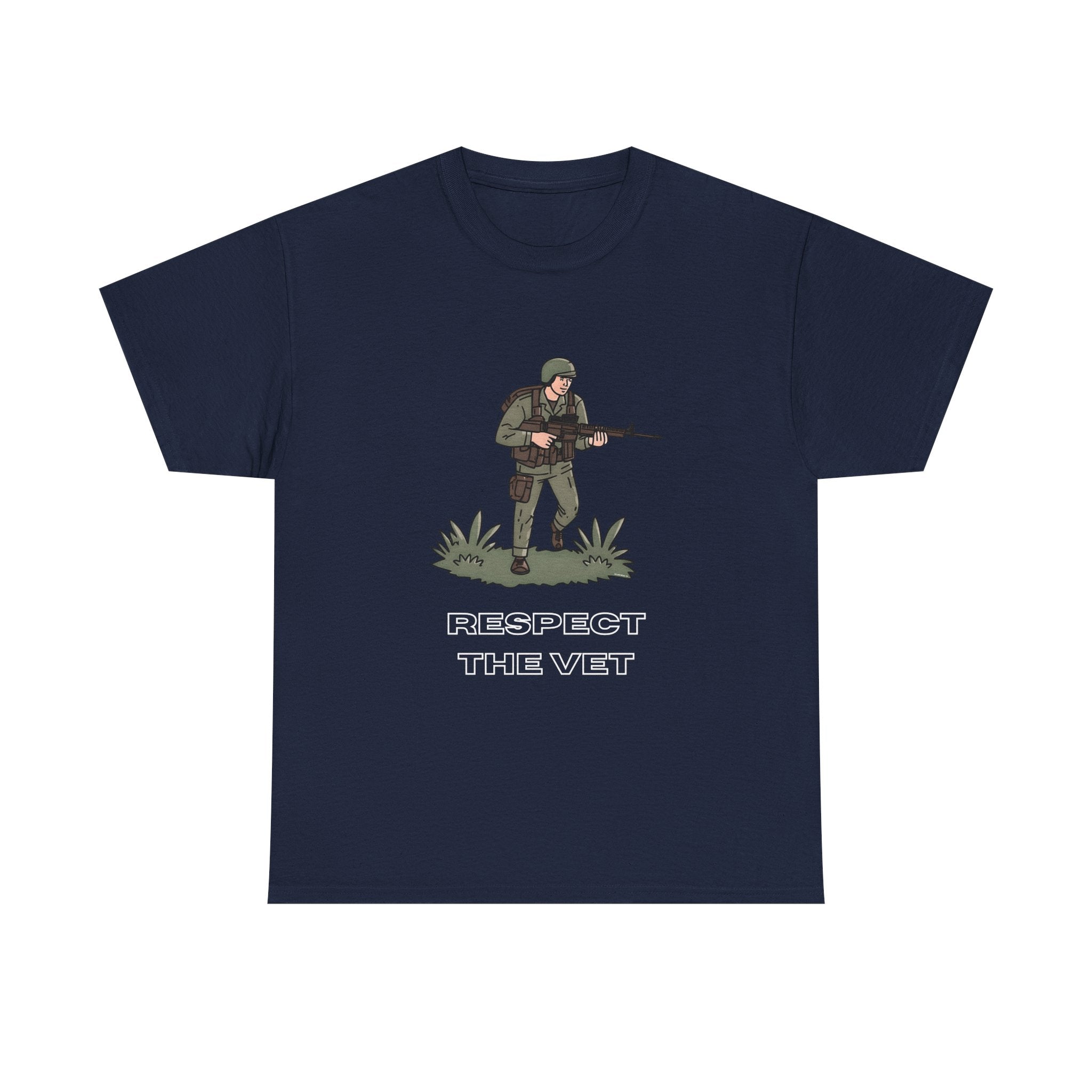 Respect The Vet Printed T-Shirt 100% Cotton Novelty Army Soldier Veteran Tee