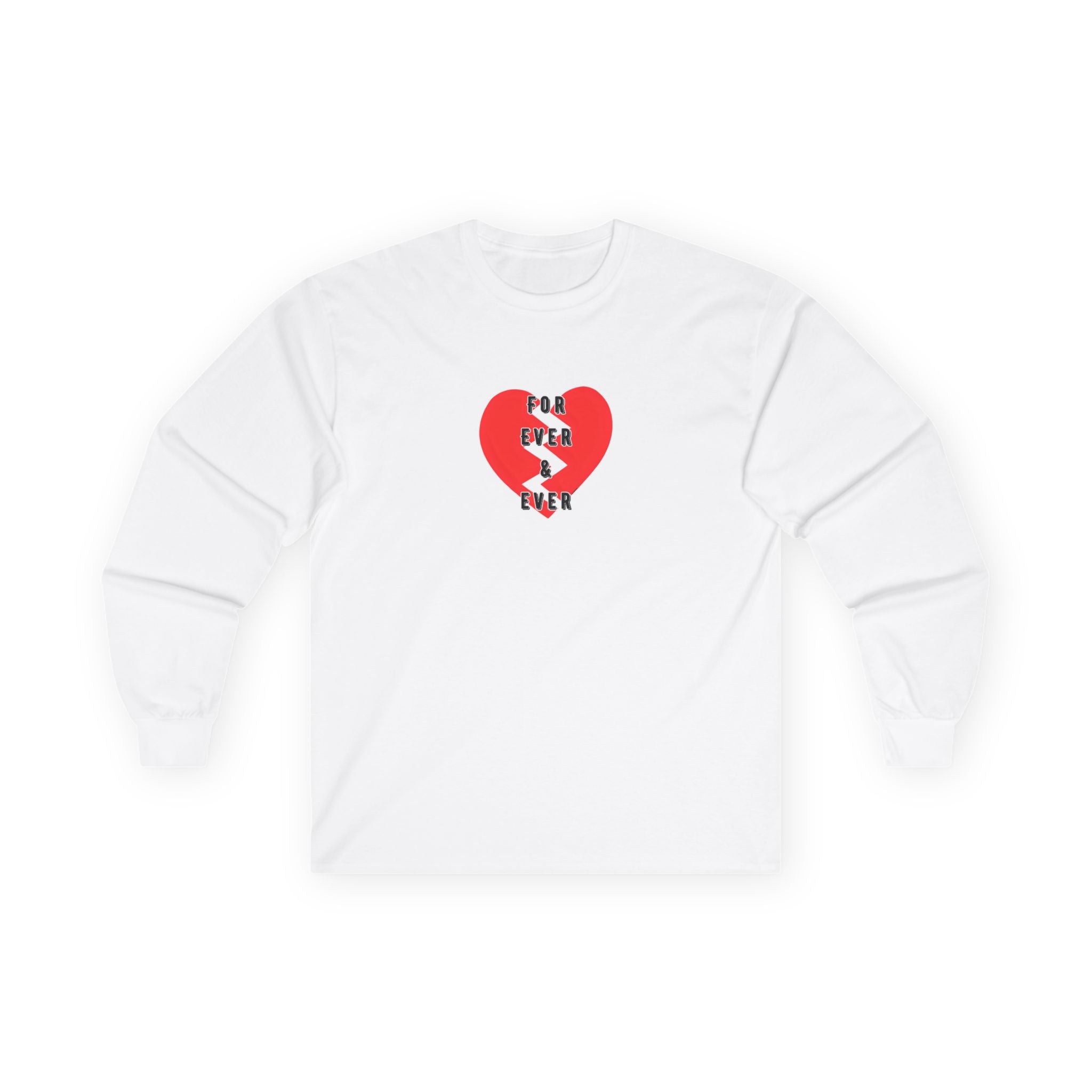 For Ever & Ever Broken Heart Long Sleeve Tee 100% Cotton Retro Heart T-Shirt Emo Goth Alternative Gift