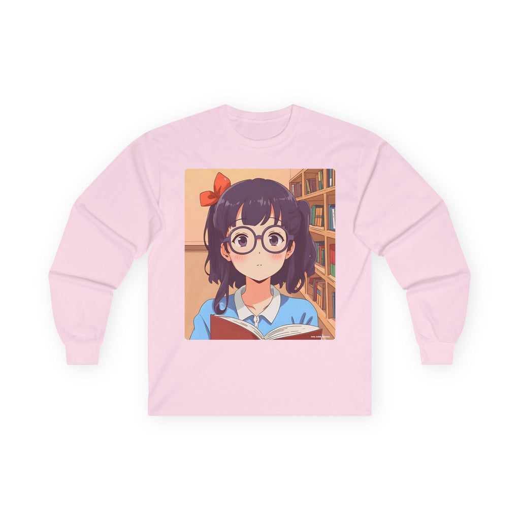 Geek Anime Girl Long Sleeve Tee 100% Cotton Retro Japanese Cartoon T-Shirt Gift