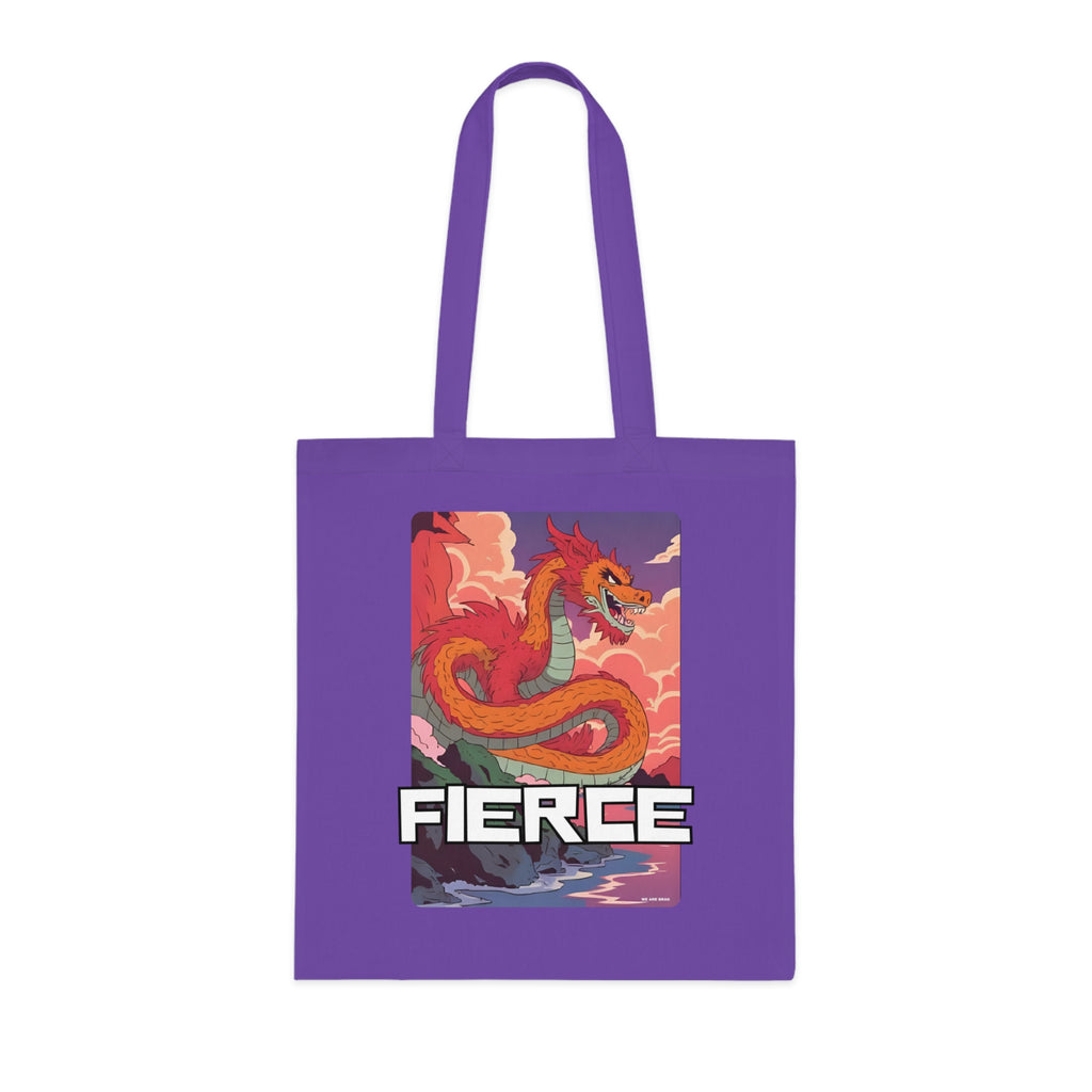 Fierce Anime Dragon Printed Cotton Tote Bag Reusable Shopping Bag Japanese Anime Art Gift