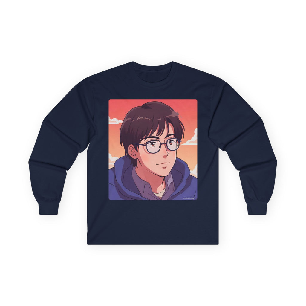 Geek Anime Boy Long Sleeve Tee 100% Cotton Retro Japanese Cartoon T-Shirt Gift
