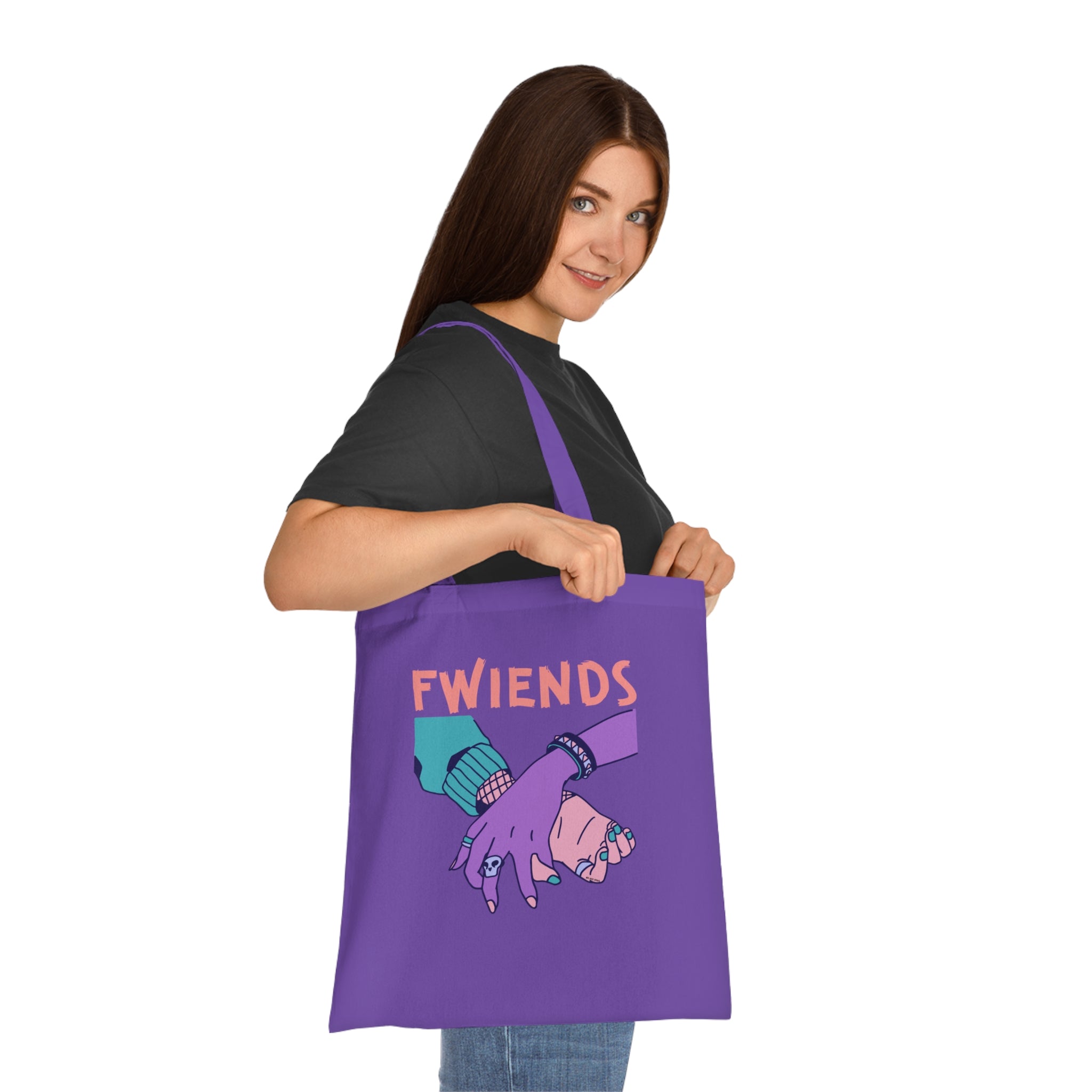 Fwiends Hands Printed Cotton Tote Bag Reusable Shopping Bag Friend Birthday Gift