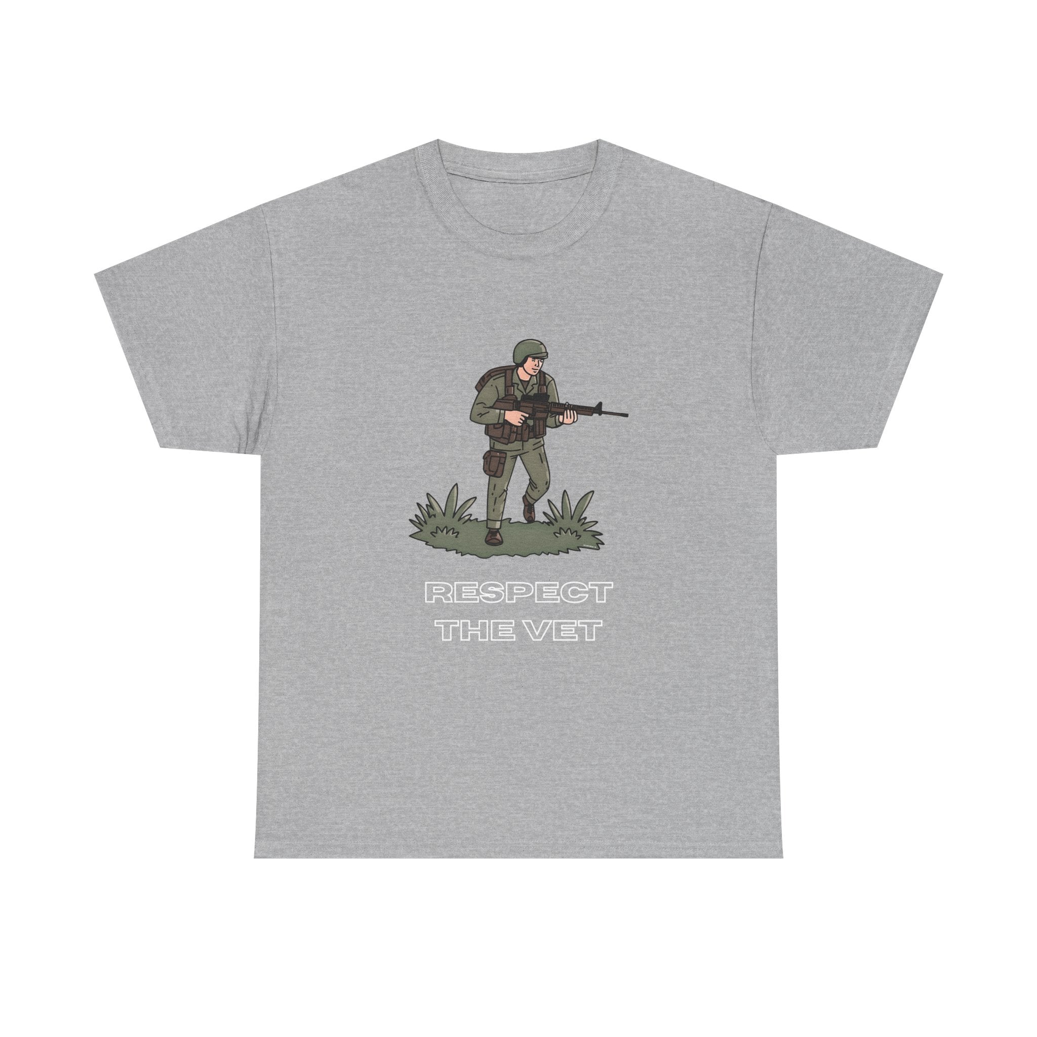 Respect The Vet Printed T-Shirt 100% Cotton Novelty Army Soldier Veteran Tee