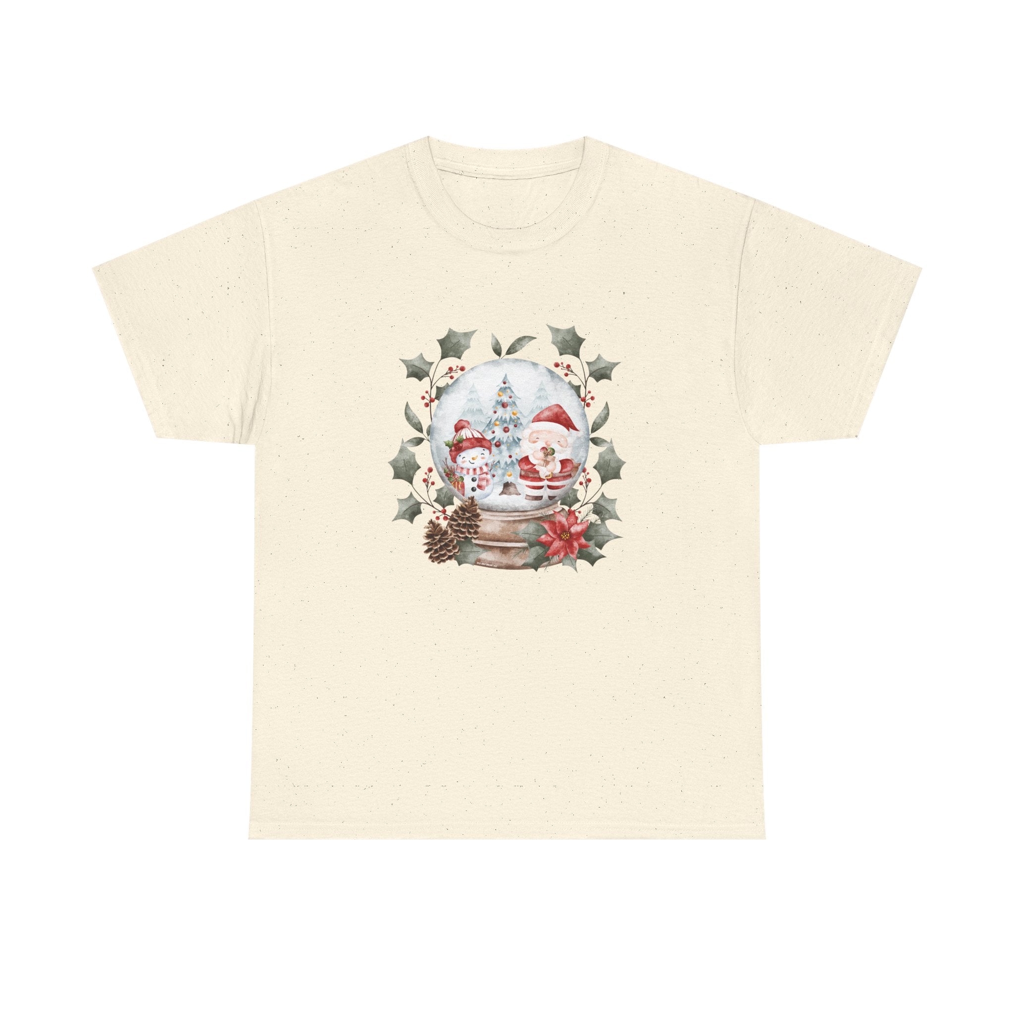 Christmas Snow Globe Printed T-Shirt 100% Cotton Novelty Santa Snowman Xmas Tee Gift