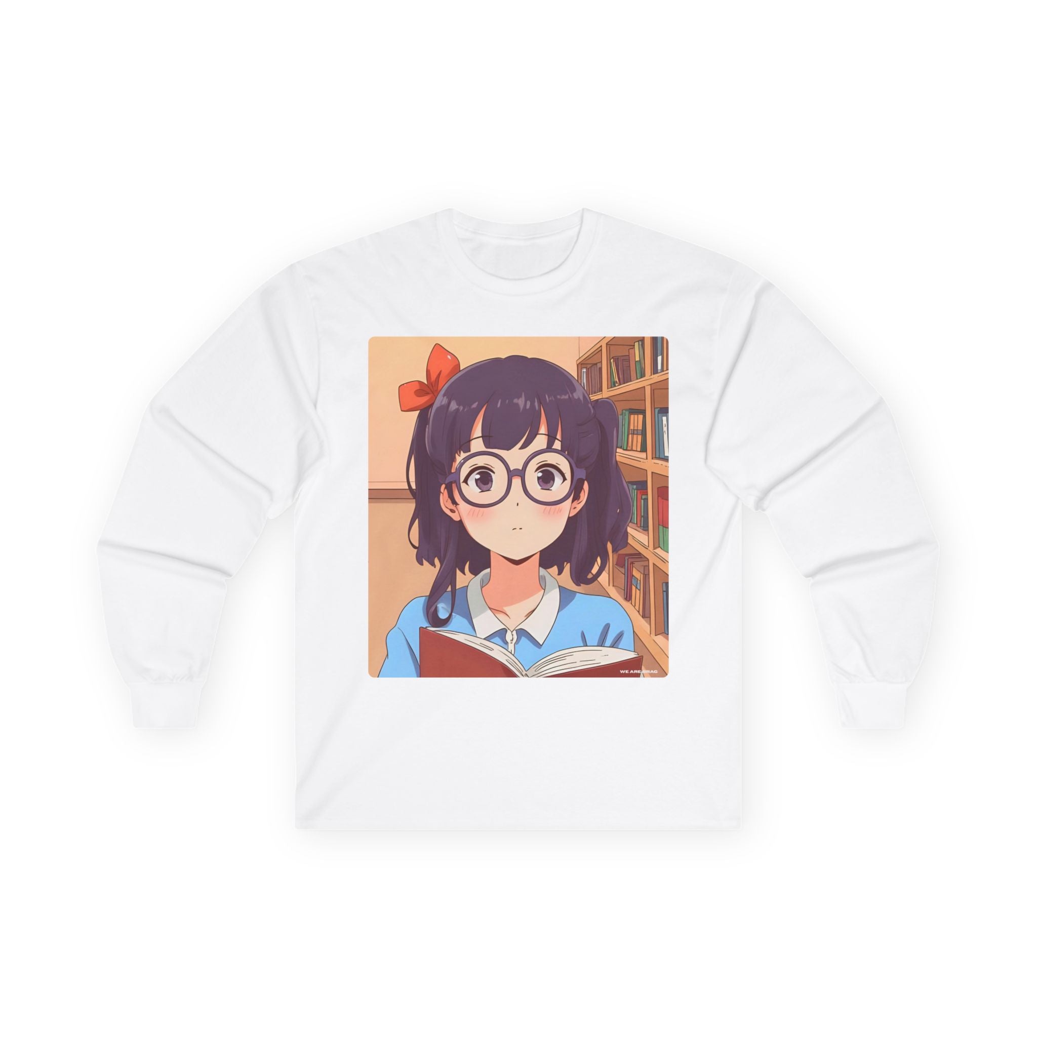 Geek Anime Girl Long Sleeve Tee 100% Cotton Retro Japanese Cartoon T-Shirt Gift