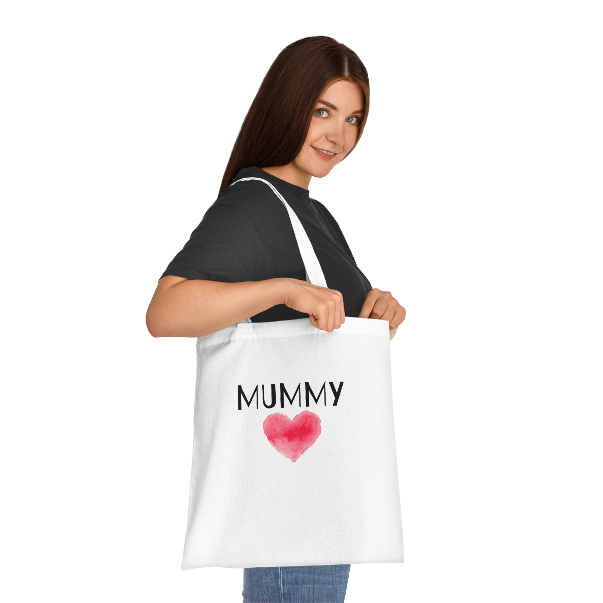 Mummy Heart Printed Cotton Tote Bag Reusable Shopping Bag Mum Mom Mother's Day Gift