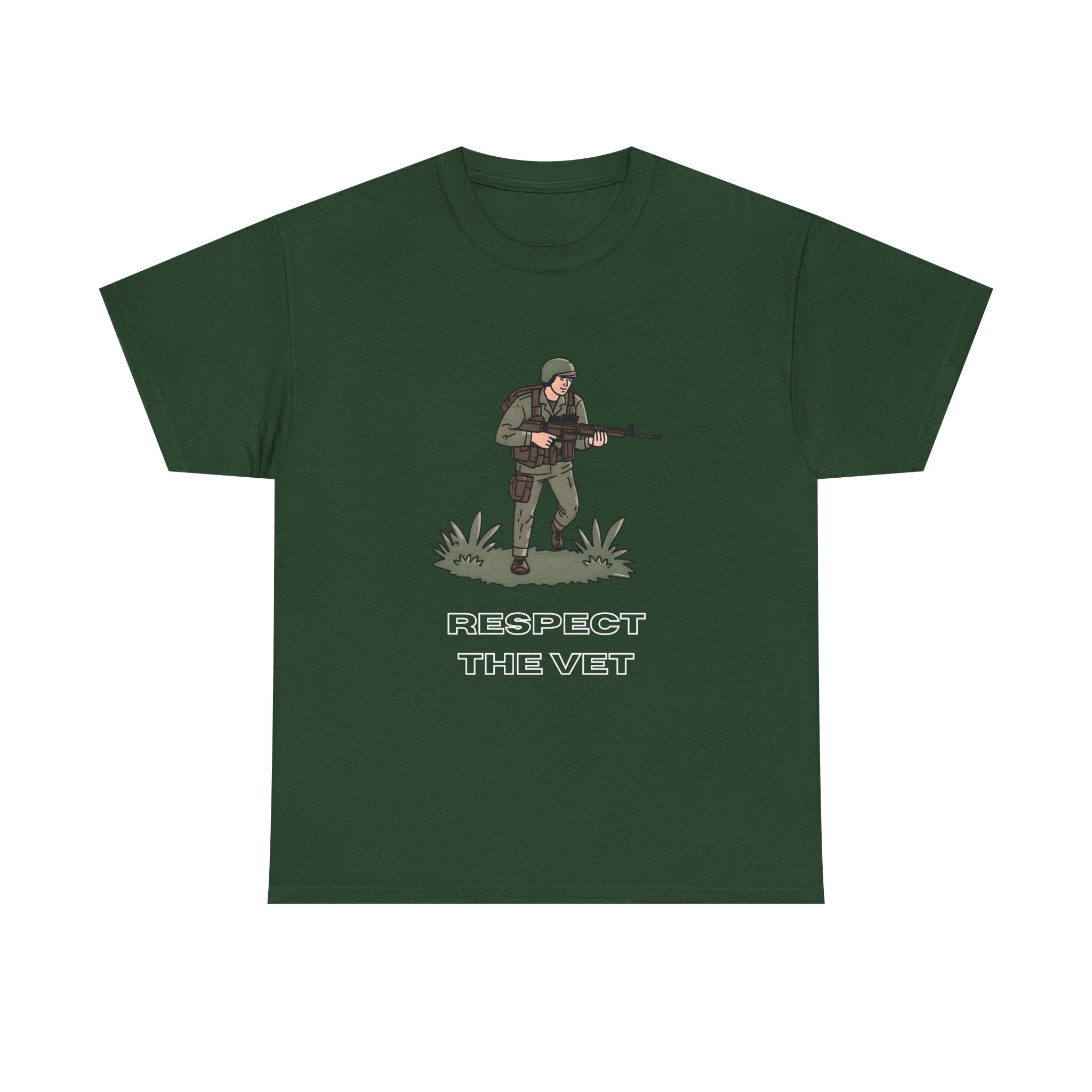 Respect The Vet Printed T-Shirt 100% Cotton Novelty Army Soldier Veteran Tee