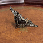 Black Goth Biker Style Winged Heart Statement Ring Metallic Adjustable - Size N 1/2