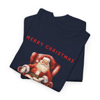 Merry Christmas Santa Throne Printed T-Shirt 100% Cotton Novelty Santa Claus Xmas Tee Gift