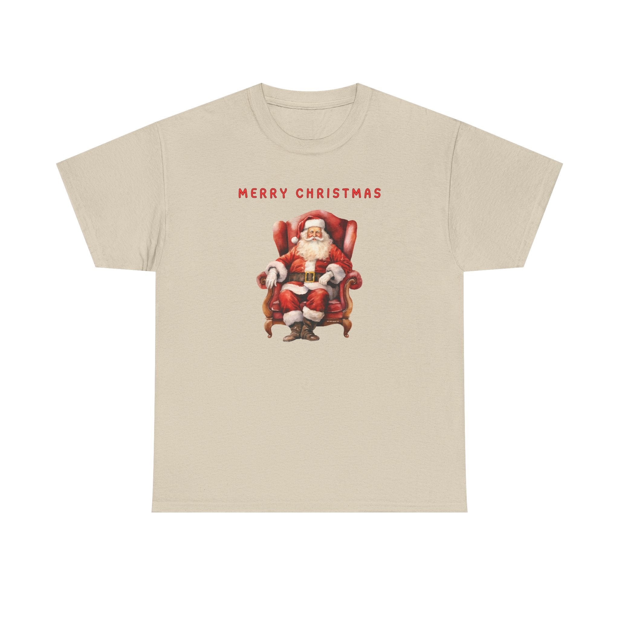 Merry Christmas Santa Throne Printed T-Shirt 100% Cotton Novelty Santa Claus Xmas Tee Gift