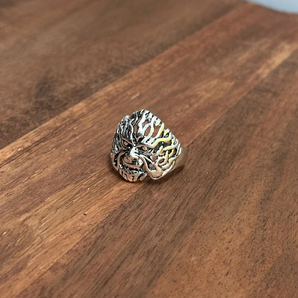 Oversized Gothic Horror Demon Skull Statement Ring Silver Tone Halloween Witch Ring - Various Sizes