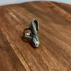 Alternative Gothic Lizard Long Finger Ring Silver Tone - Size U