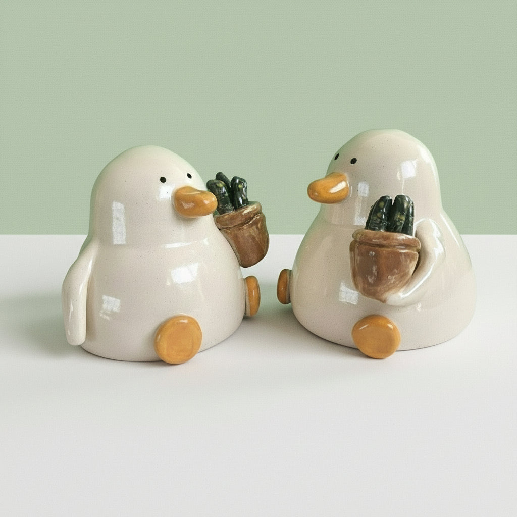 Grant with The Plant - Novelty Ceramic Duck Ornament