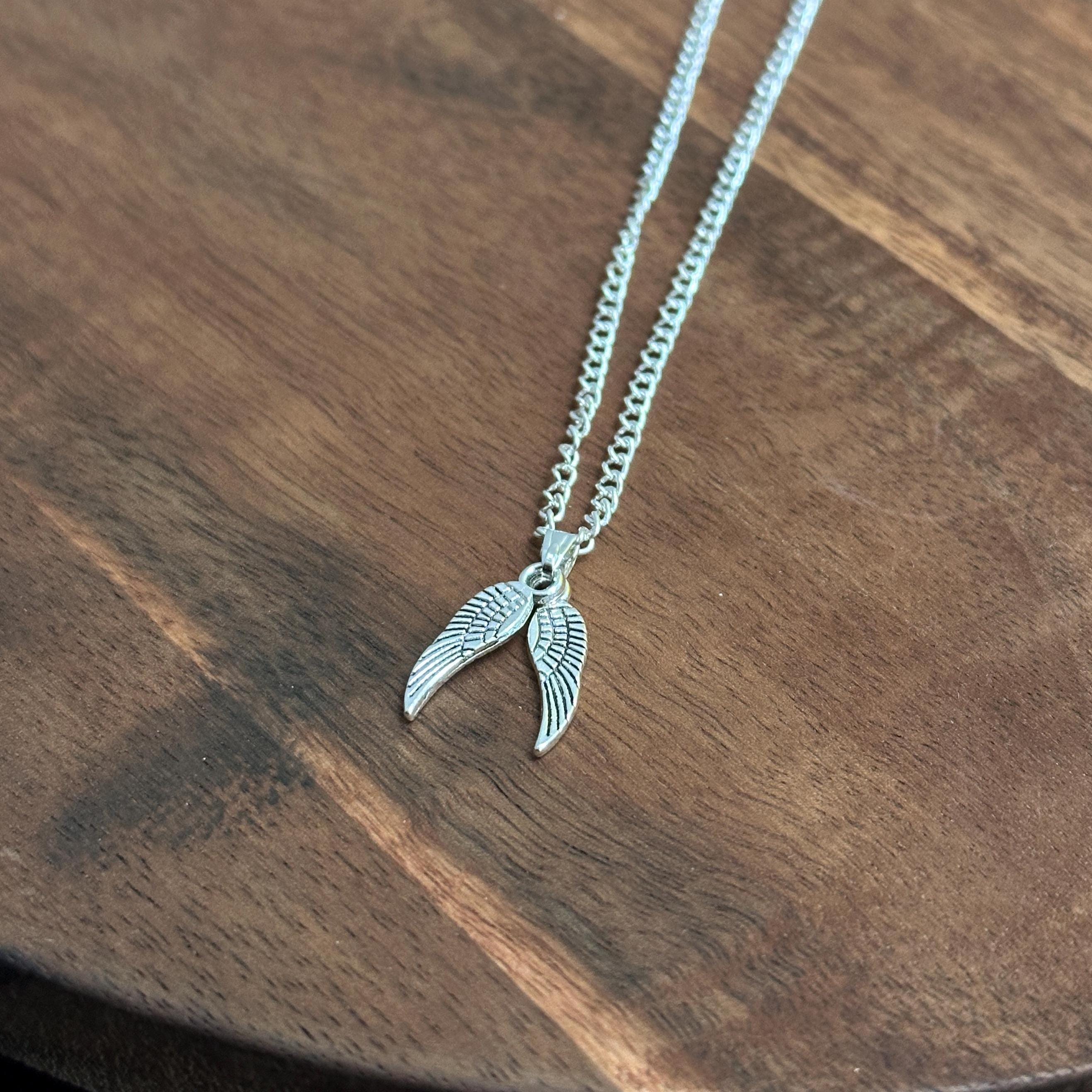 Handmade Native American Double Wings Pendant Necklace Silver Plate Lucky Charm Gift