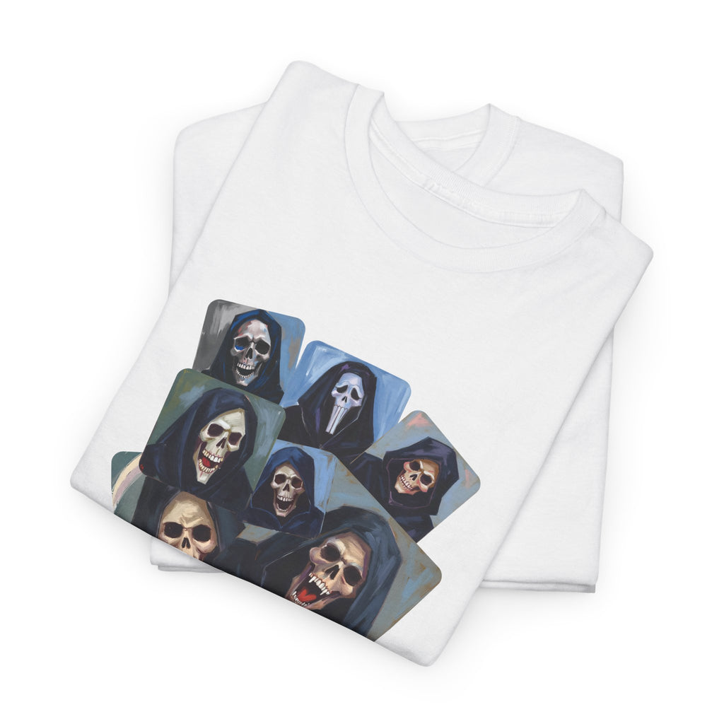 Grim Reaper Collage Printed T-Shirt 100% Cotton Novelty Scary Halloween Death Tee