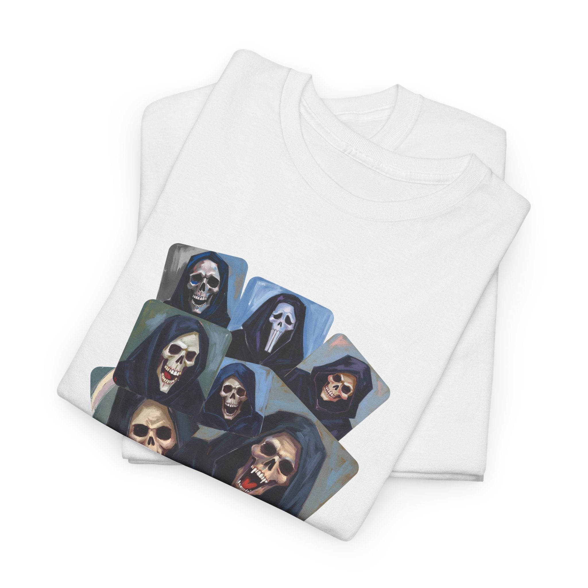 Grim Reaper Collage Printed T-Shirt 100% Cotton Novelty Scary Halloween Death Tee