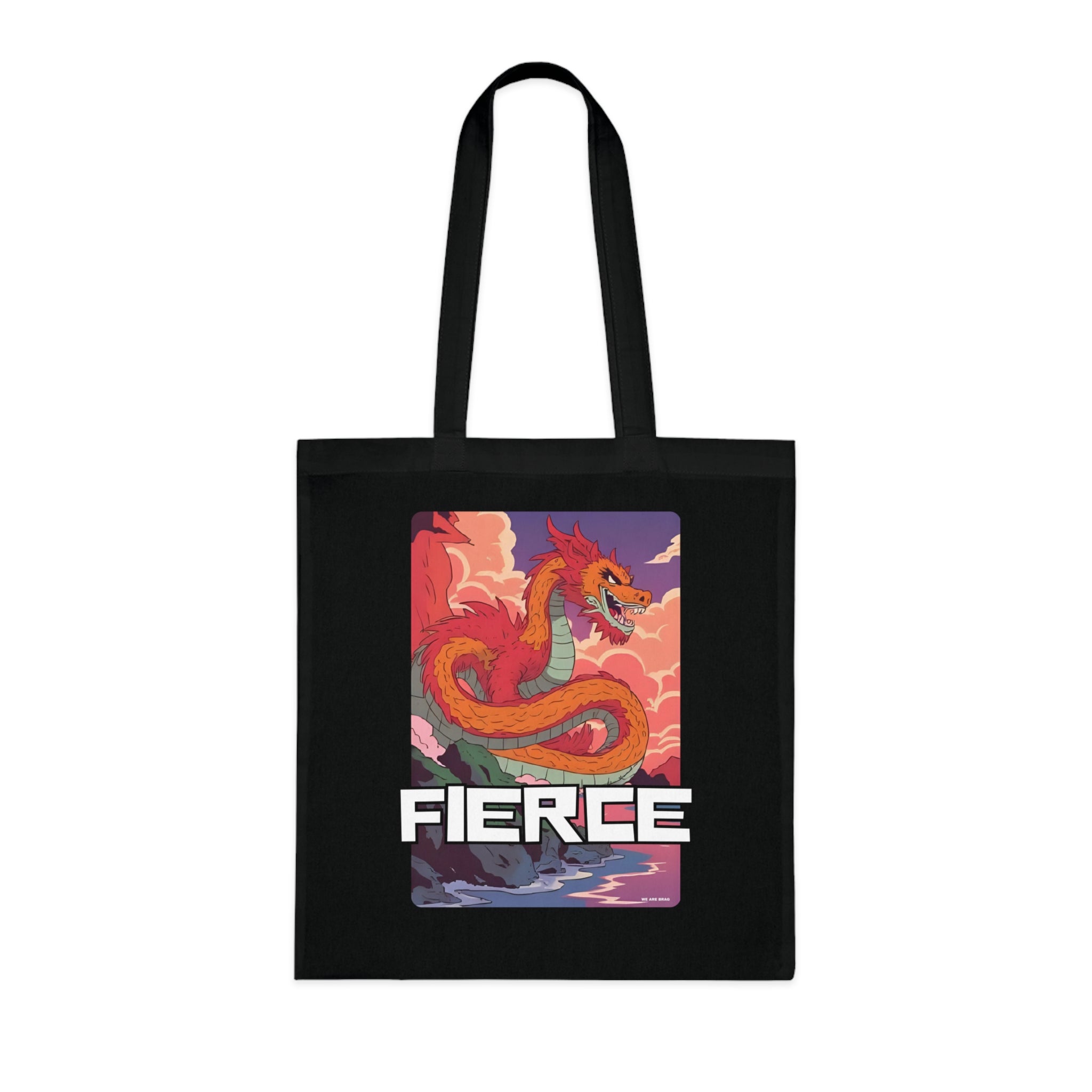 Fierce Anime Dragon Printed Cotton Tote Bag Reusable Shopping Bag Japanese Anime Art Gift