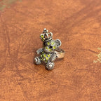 Diamante Princess Teddy Bear Crown Ring Silver Tone Various Colour Stones Adjustable Size