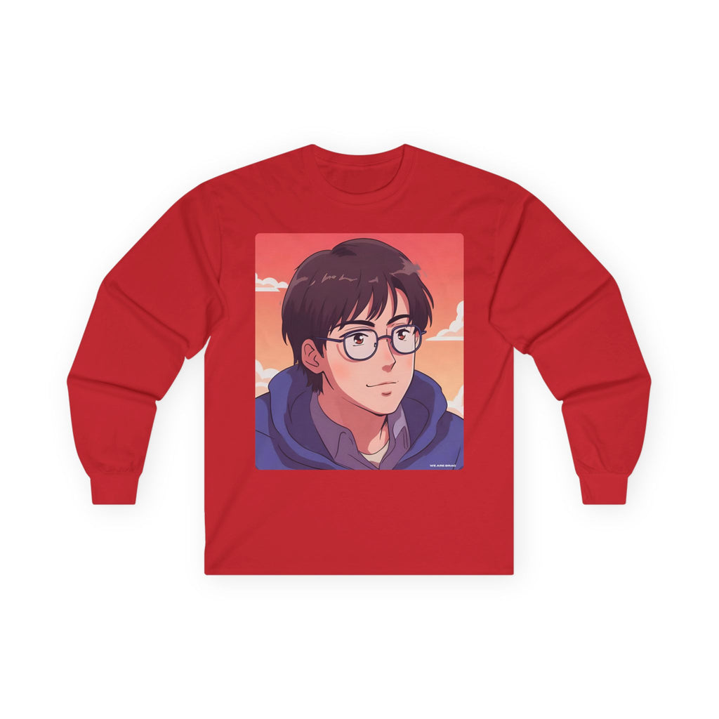 Geek Anime Boy Long Sleeve Tee 100% Cotton Retro Japanese Cartoon T-Shirt Gift