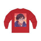 Geek Anime Boy Long Sleeve Tee 100% Cotton Retro Japanese Cartoon T-Shirt Gift