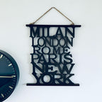 Handmade Famous Fashion Cities Wooden Wall Plaque Hanging Homeware Decor