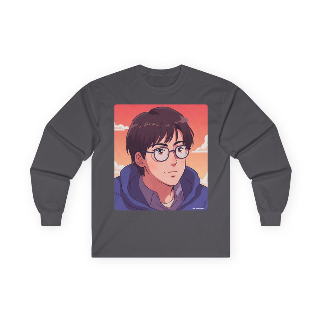 Geek Anime Boy Long Sleeve Tee 100% Cotton Retro Japanese Cartoon T-Shirt Gift