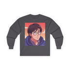 Geek Anime Boy Long Sleeve Tee 100% Cotton Retro Japanese Cartoon T-Shirt Gift