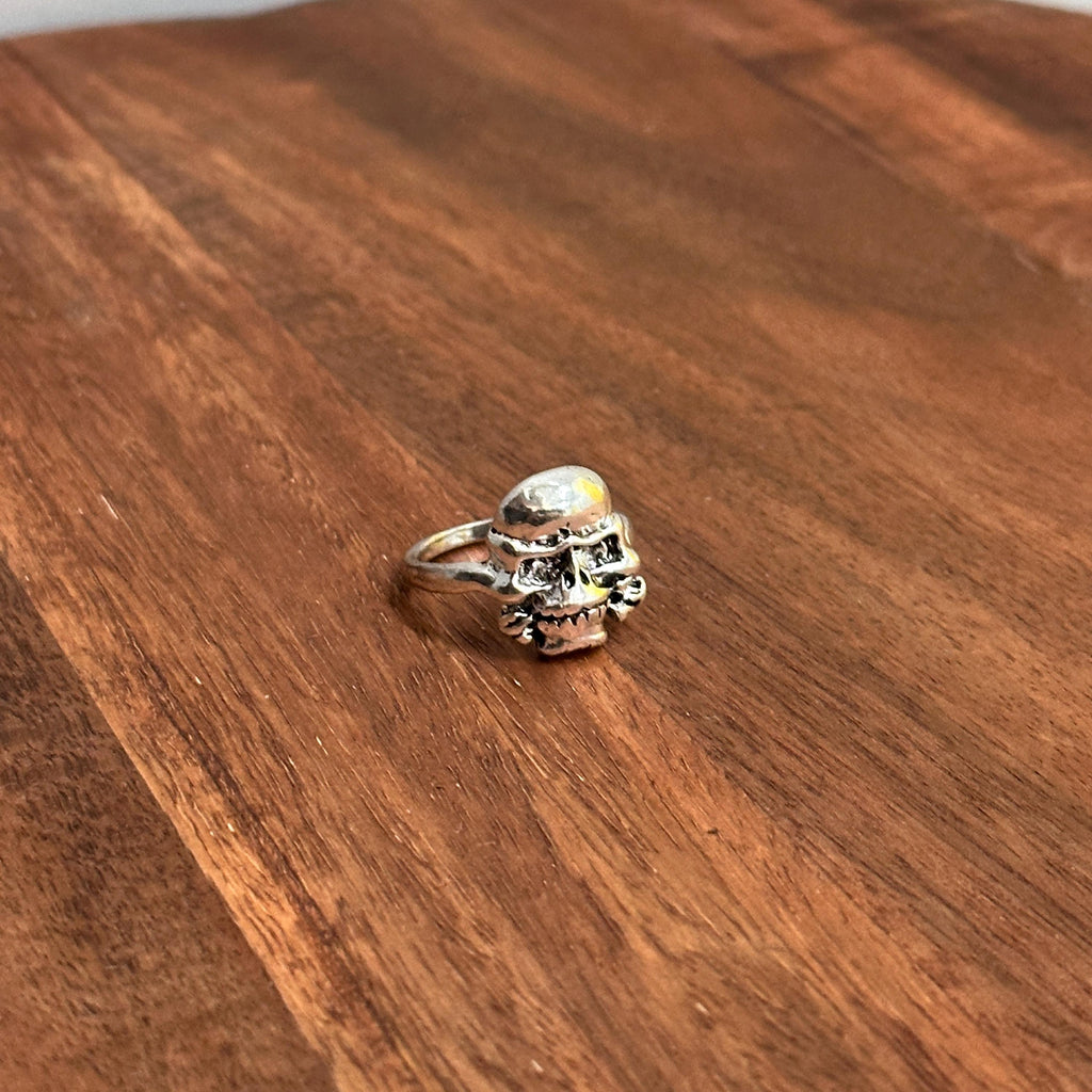 Old Skool Gothic Biker Skull & Crossbones Statement Ring Silver Tone Halloween Pirate Ring - Various