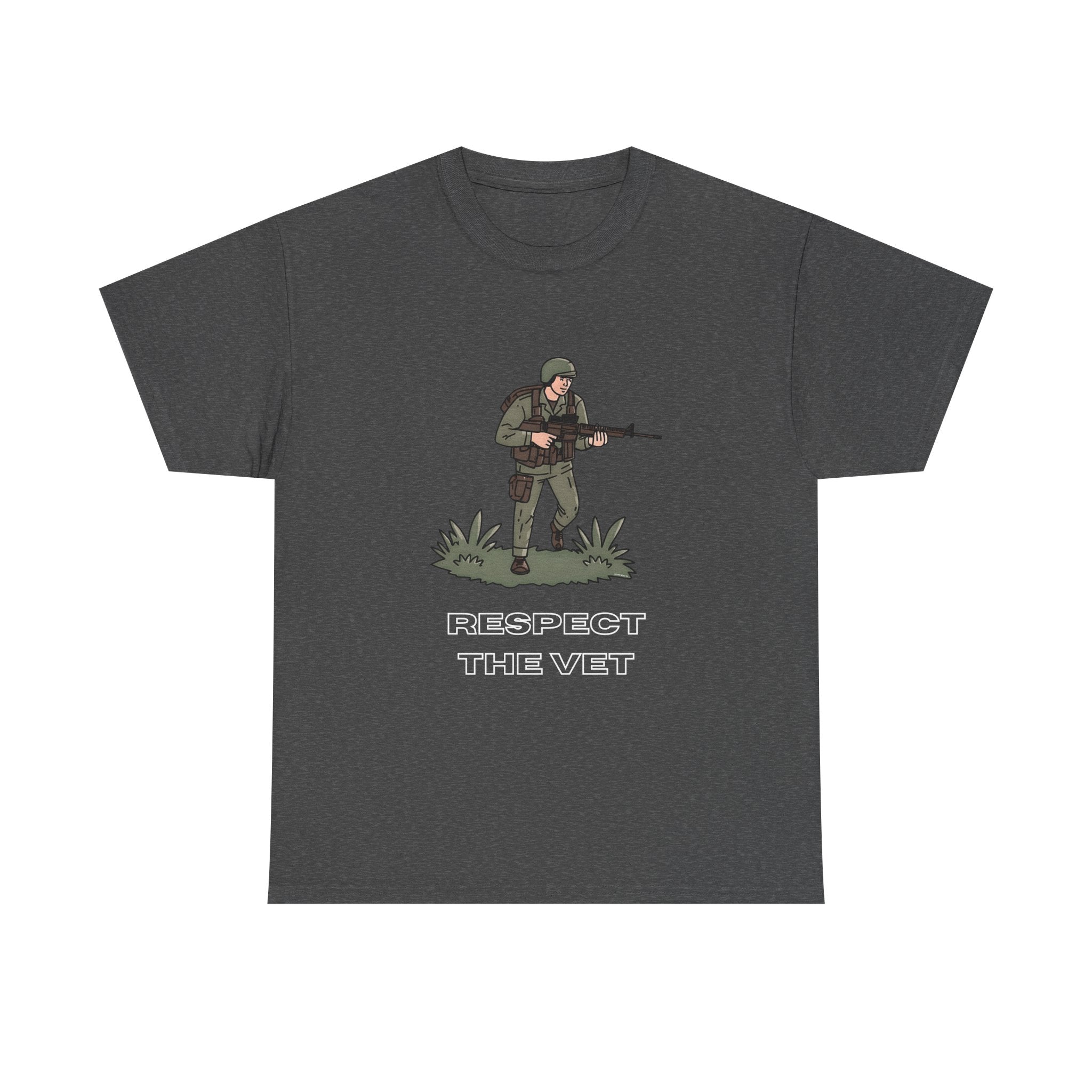 Respect The Vet Printed T-Shirt 100% Cotton Novelty Army Soldier Veteran Tee