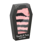 Gothic Gifts Pink & Black Striped Socks in Coffin Gift Box