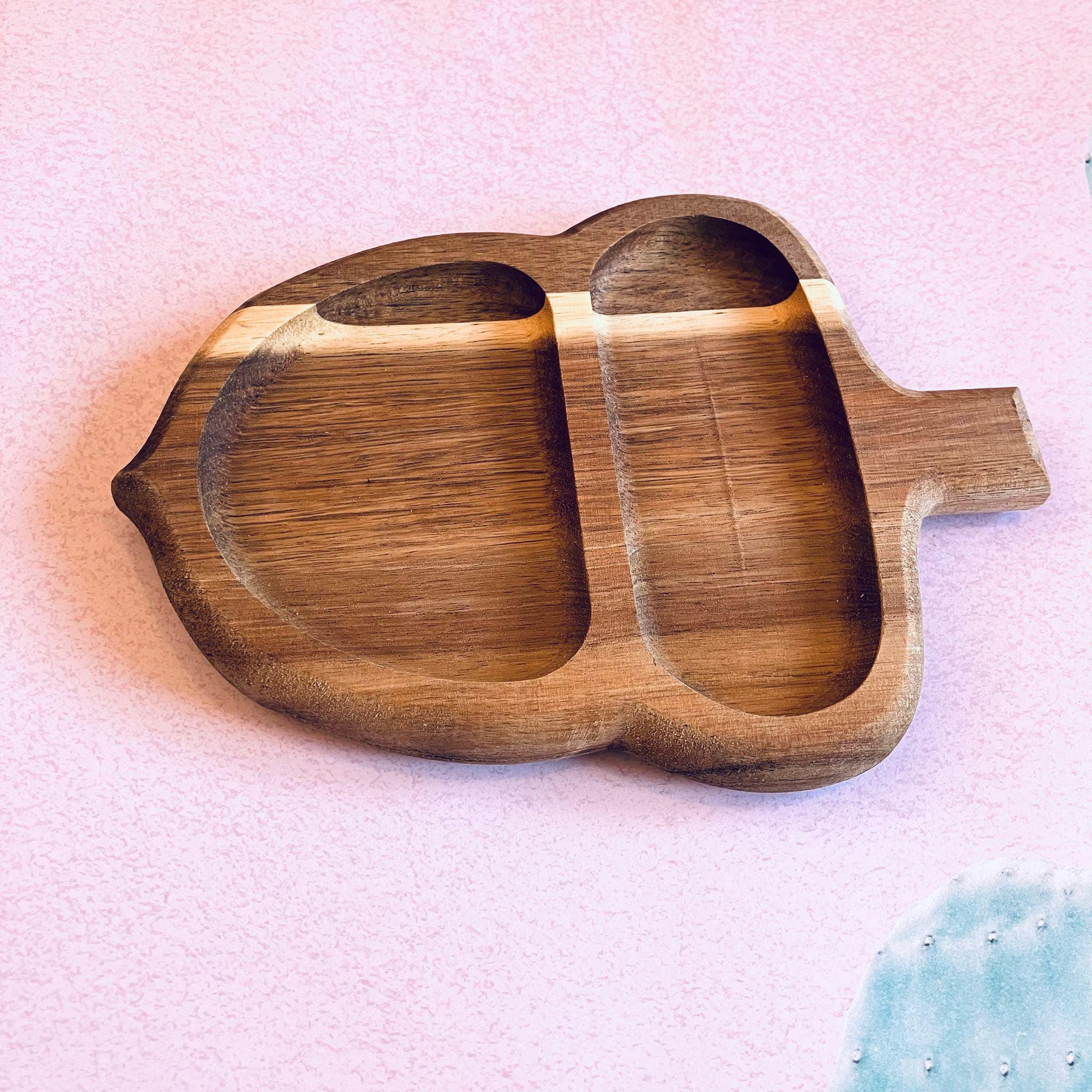 Handmade Acacia Wooden Acorn Trinket/Ring Dish Bowl 20cm