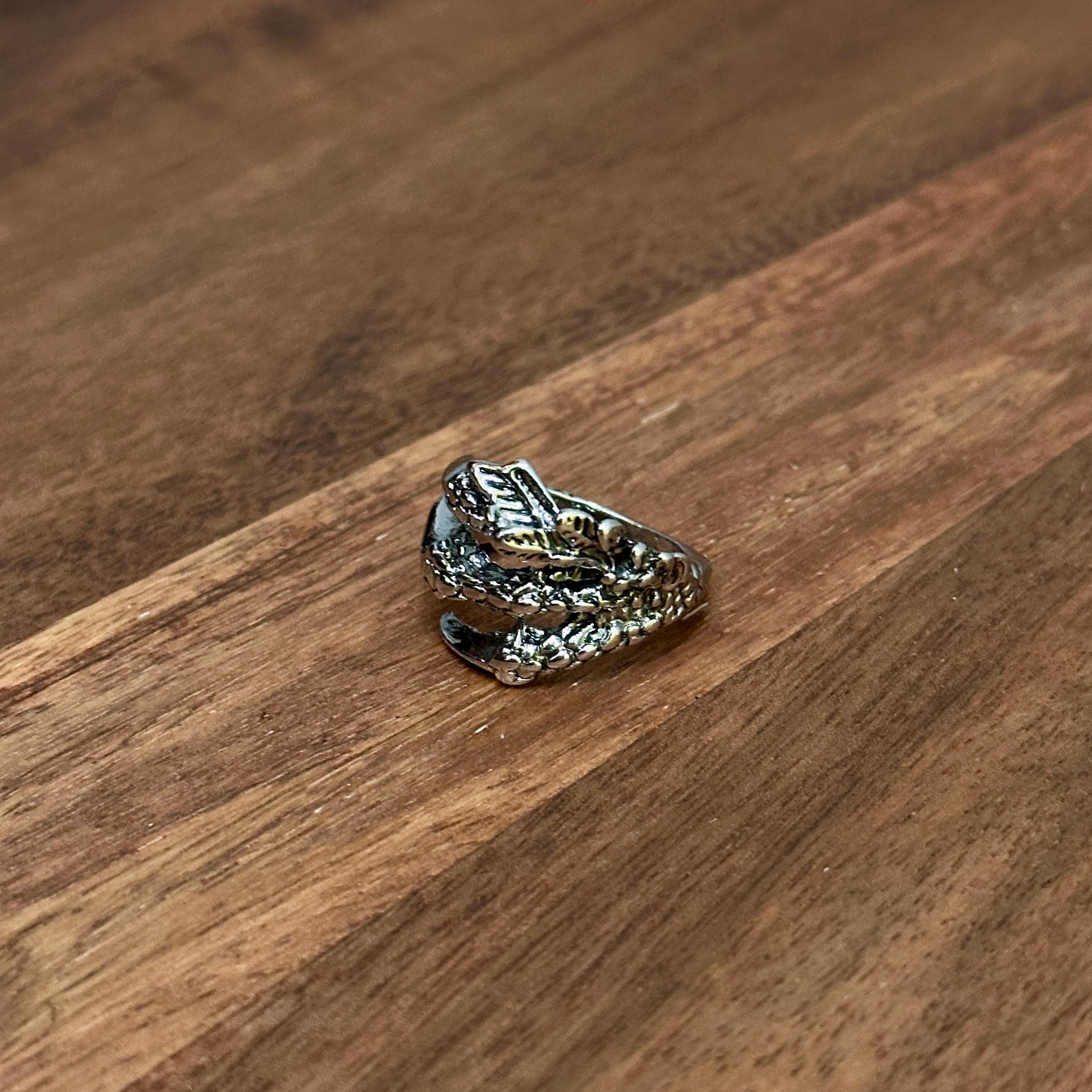 Intricate Gothic Claw Talon Ring Dark Horror Statement Silver Tone - Size M