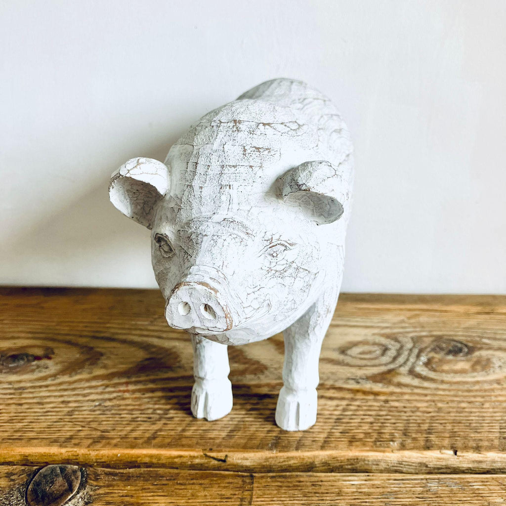 Large Classic Shabby Chic Pig Ornament Figurine White Unique Kitchen Homeware Gift 29cm