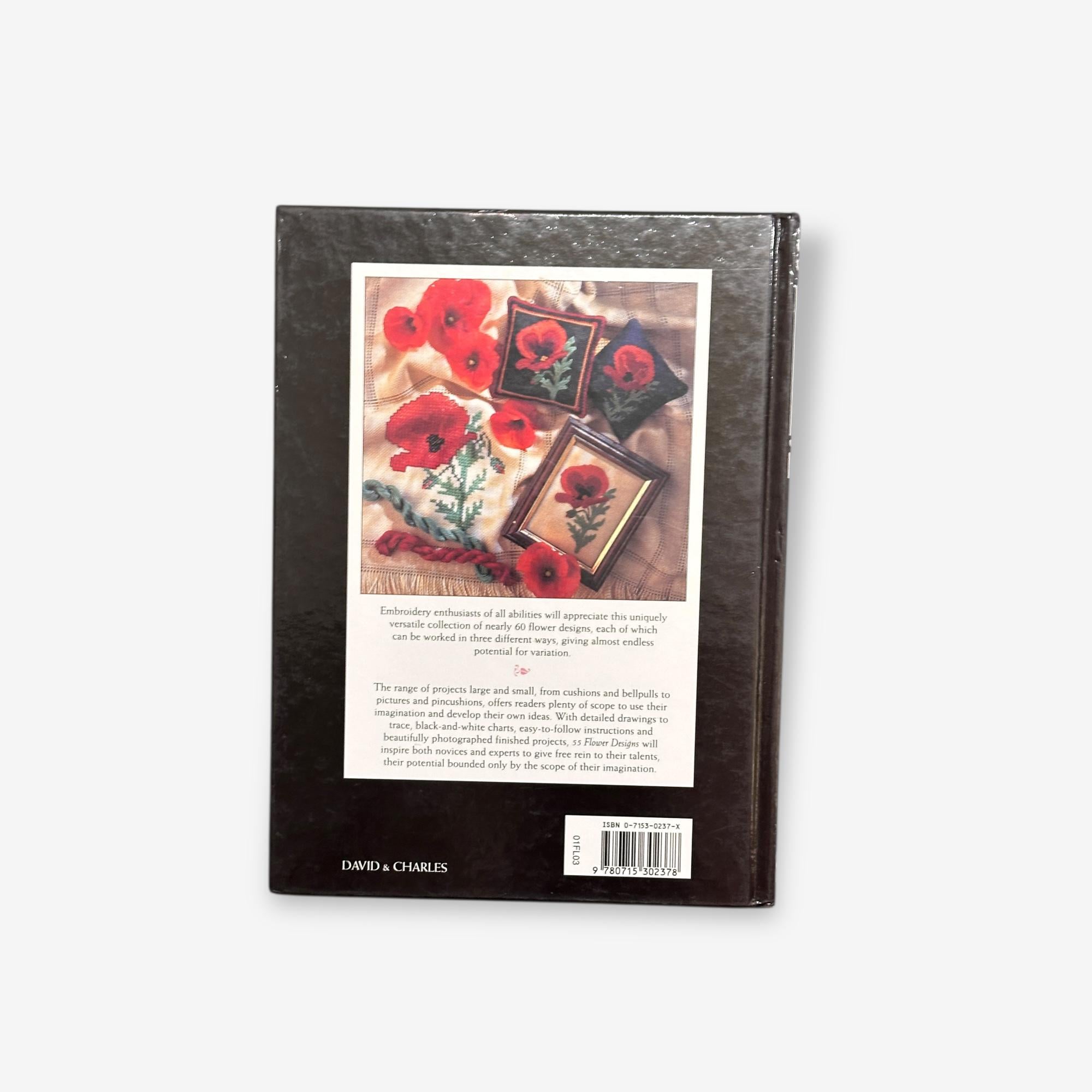 55 Flower Designs - For Cross Stitch, Canvaswork And Crewel Embroidery - Hardback Book (Jane Greenof