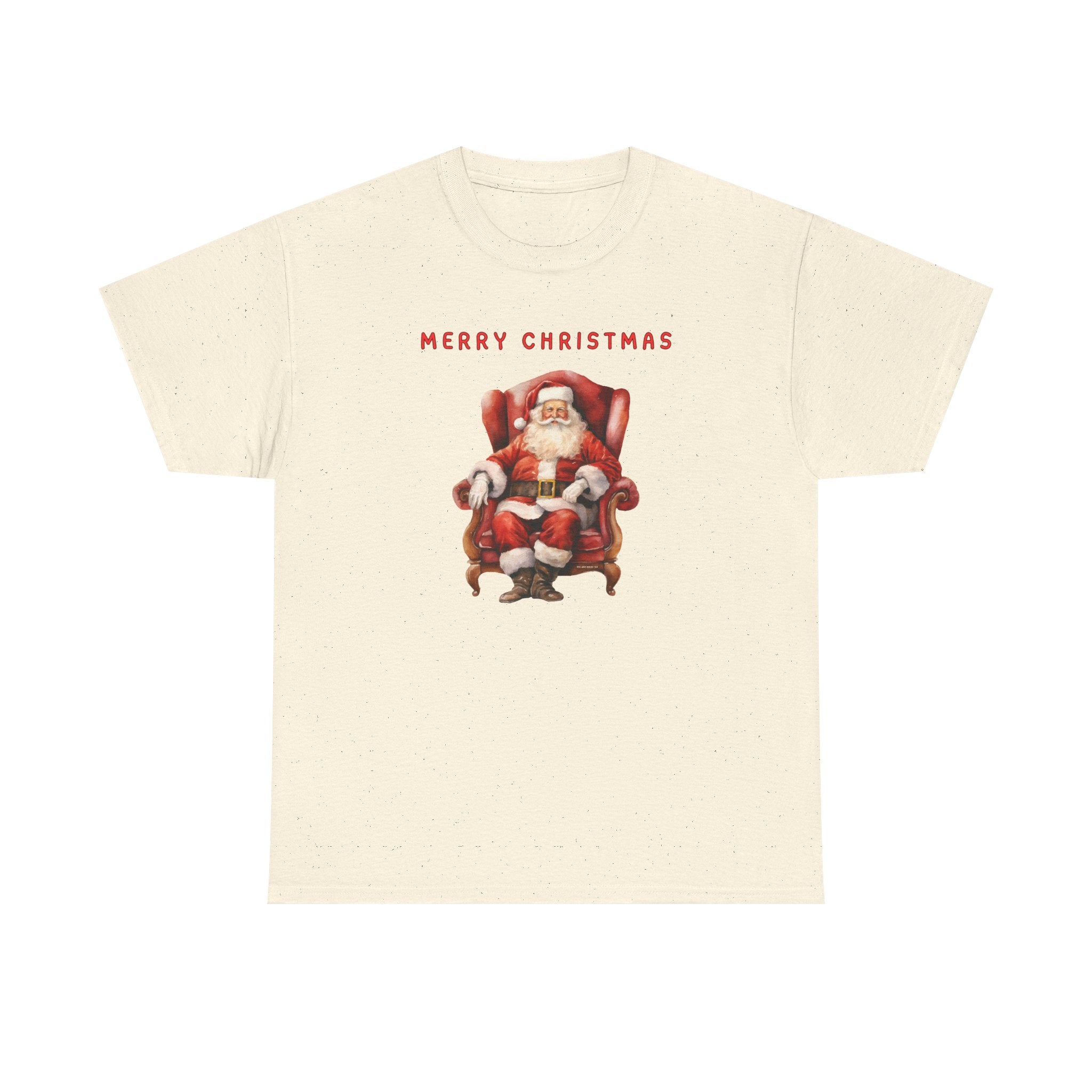 Merry Christmas Santa Throne Printed T-Shirt 100% Cotton Novelty Santa Claus Xmas Tee Gift