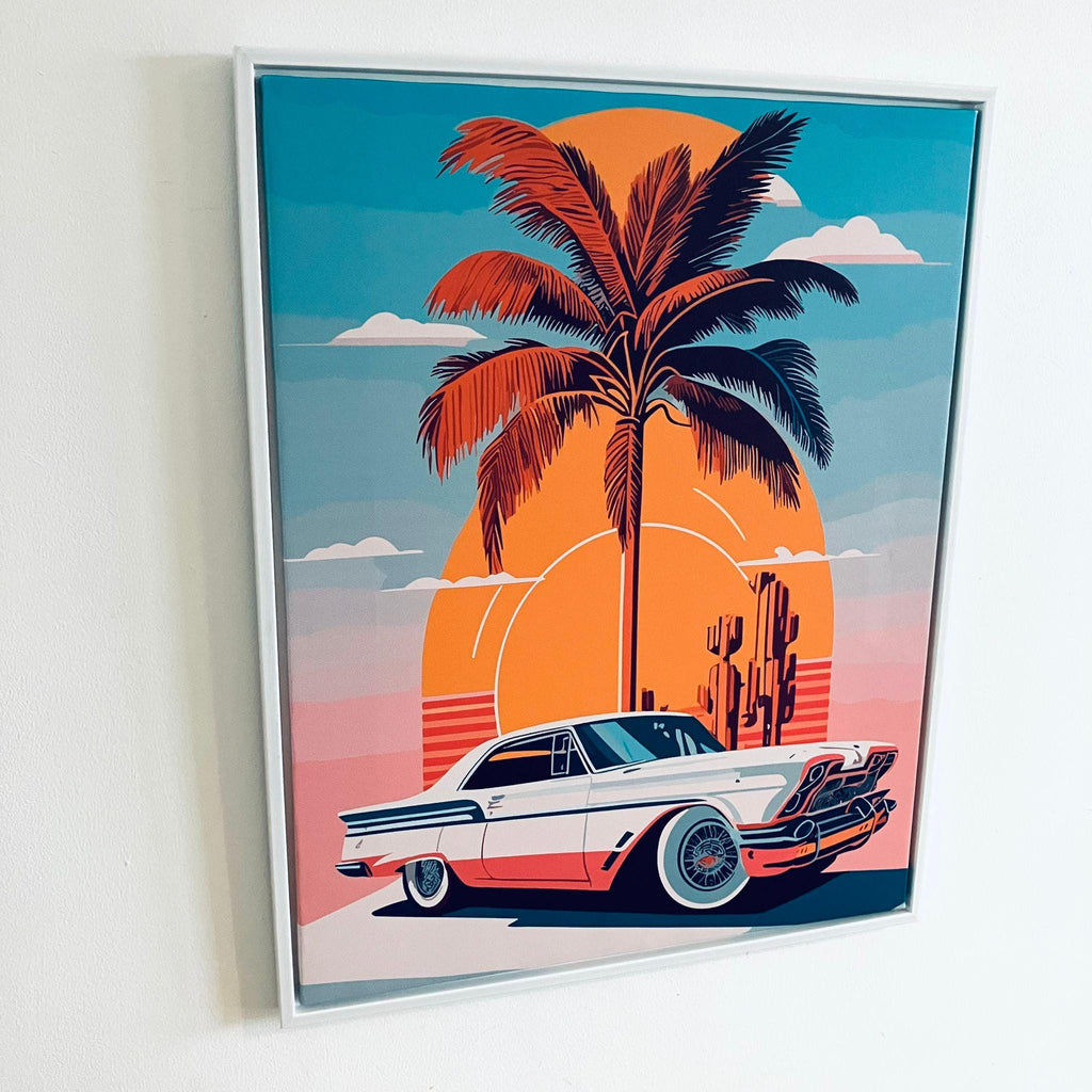 Framed Miami Muscle Car Print 50cm
