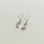 Crescent Moon Charm Drop Earrings
