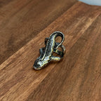 Alternative Gothic Lizard Long Finger Ring Silver Tone - Size U