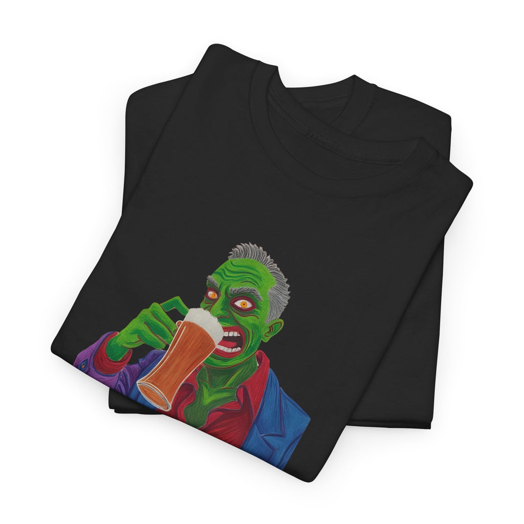 Beer Monster Printed T-Shirt 100% Cotton Novelty Scary Zombie Halloween Tee