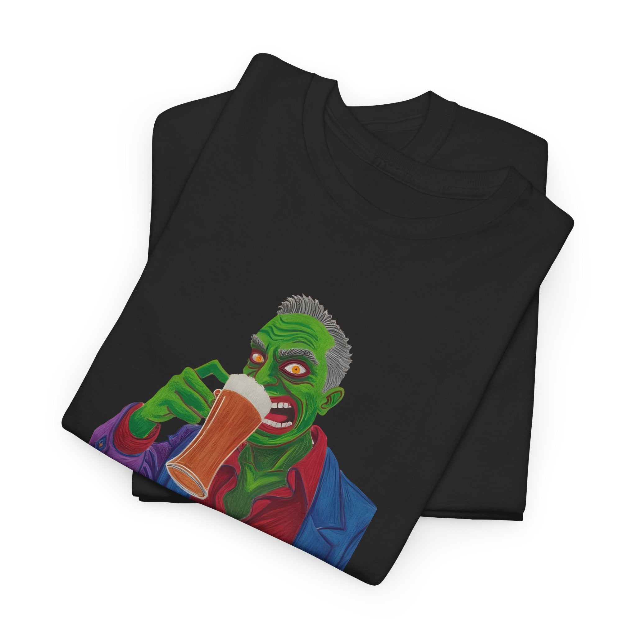 Beer Monster Printed T-Shirt 100% Cotton Novelty Scary Zombie Halloween Tee