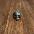 Alternative XL Chunky Gothic Sugar Skull Ring Statement Piece Silver Tone - Size T 1/2