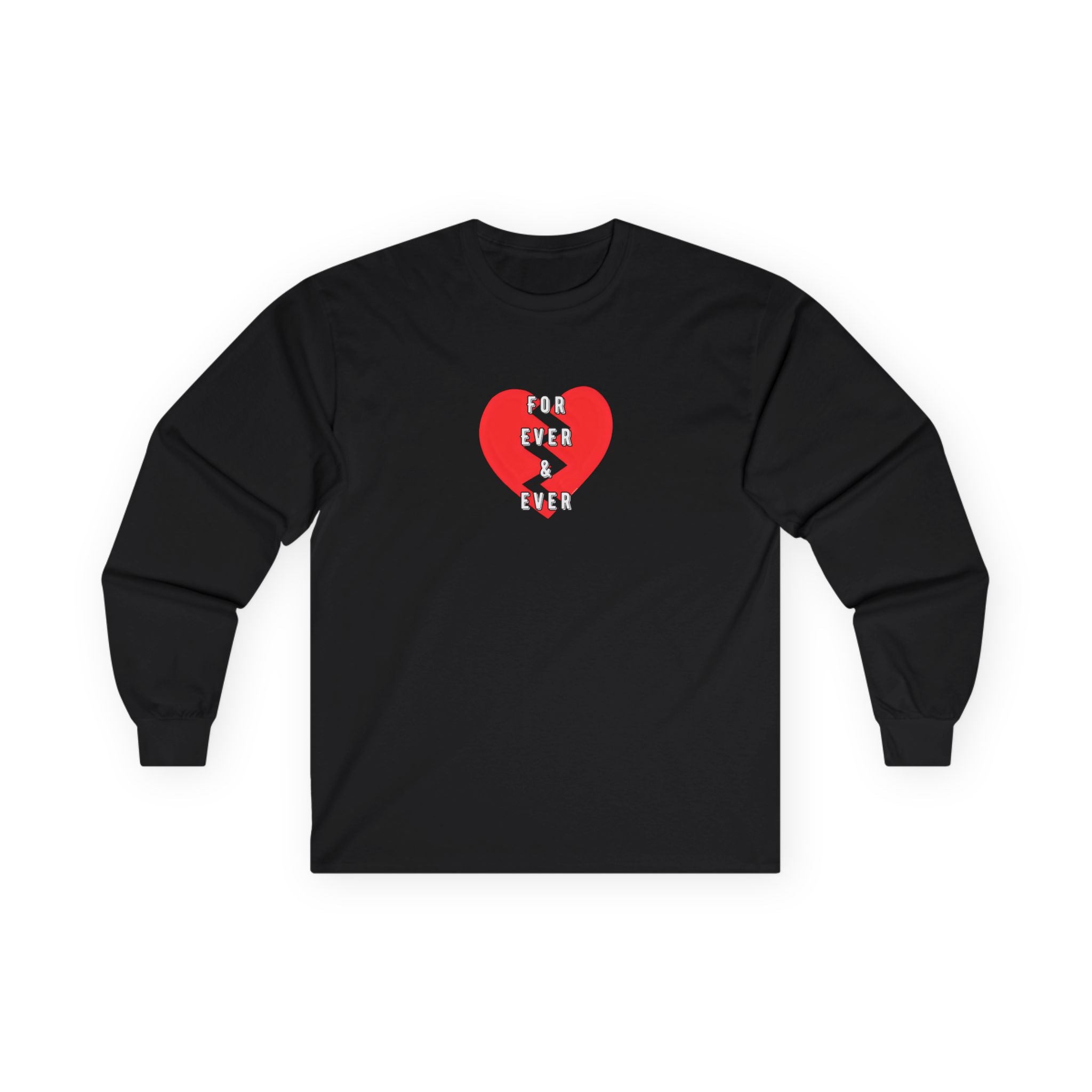 For Ever & Ever Broken Heart Long Sleeve Tee 100% Cotton Retro Heart T-Shirt Emo Goth Alternative Gift