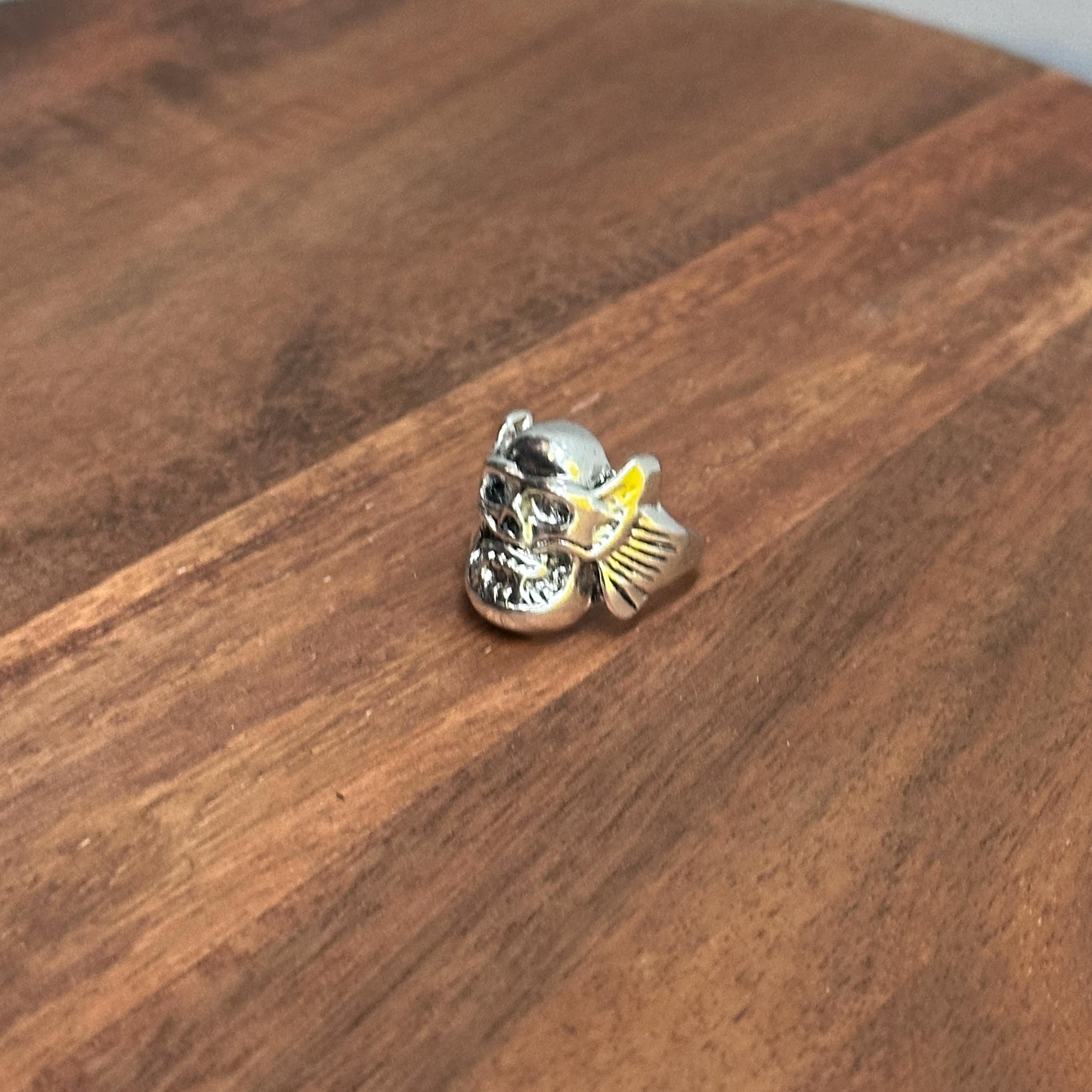 Alternative Gothic Biker Winged Skull Statement Ring Silver Tone - Various Sizes